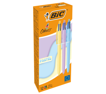 Penna sfera a scatto 4 Colori Pastel - 1 mm - conf. 12 pezzi - 3086123740297 - DMwebShop