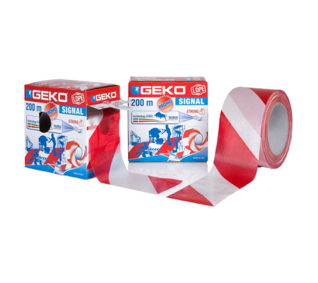 Nastro segnaletico Signal - 70 mm x 200 mt - bianco-rosso - Geko - 200/25 - 8014846092060 - DMwebShop