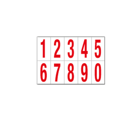 Numeri adesivi da 0 a 9 - in PVC - 70 x 124 mm - 10 etichette per foglio - 1 foglio - rosso-bianco - Cartelli Segnalatori - 916.09 - 8400916101815 - DMwebShop