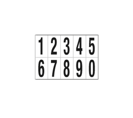 Numeri adesivi da 0 a 9 - in PVC - 70 x 124 mm - 10 etichette per foglio - 1 foglio - nero-bianco - Cartelli Segnalatori - 936.09 - 8400936101819 - DMwebShop