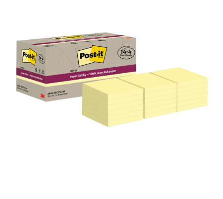 Blocco fogli SuperSticky Green - 654R-SSCY14+4 - 76 x 76 mm - riciclata - giallo Canary - 70 fogli - conf. 18 blocchi - Post-it - 7100284878 - 4064035060893 - DMwebShop