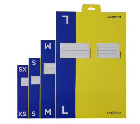 Scatola automontante per ecommerce Pick&Post - L - 40 x 27 x 17 cm - giallo-blu - Blasetti - 0264