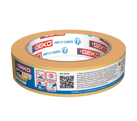 Nastro mascheratura PRO Perfect - per lavori di precisione - 2,5 cm x 50 mt - carta washi - oro - conf. 6 pezzi - Geko - 21000/834 - 8014846535727 - DMwebShop