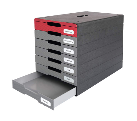 Cassettiera Idealbox Pro 7 - 7 cassetti - 36,5 x 32,2 x 25 cm - rosso - Durable - 7763-03