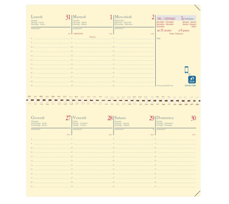 Agenda planing Planital 2025 - con spirale - 8,8 x 17 cm - copertina Soho - blu acciaio - Quo Vadis - 422307Q