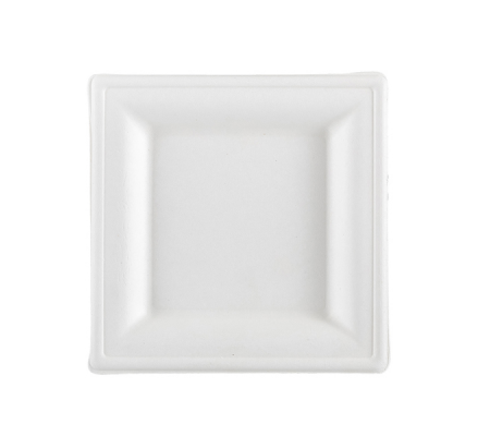 Piatto piano monouso - quadrato - 16 x 16 cm - canna da zucchero - bianco - conf. 50 pezzi - Signor Bio - BPS001BIO50B - 8055715780473 - DMwebShop