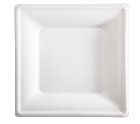 Piatto piano monouso - quadrato - 26 x 26 cm - canna da zucchero - bianco - conf. 50 pezzi - Signor Bio - BPS003BIO50B - 8055715780534 - DMwebShop