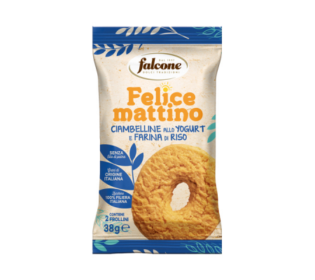 Biscotti ciambellina - allo yogurt e farina di riso - monoporzione da 38 gr - Dolciaria Falcone - 01-0413 - 8023696008930 - DMwebShop