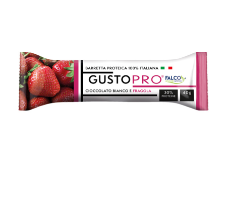 Barretta proteica GustoPro - cioccolato bianco e fragola - 40 gr - Falco - 01-0401 - 8033501516246 - DMwebShop