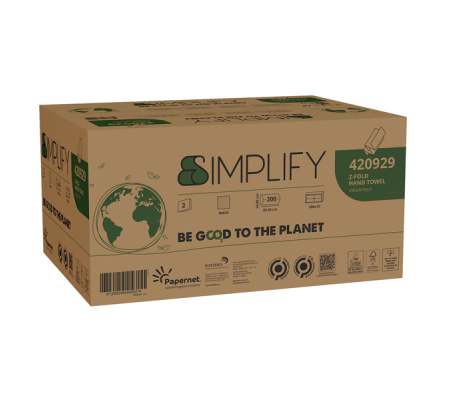 Asciugamani piegati a Z Simplify - 24 x 20,3 cm - goffratura a onda - 17,7 gr - bianco - conf. 10 pezzi - Papernet - 420929 - 08024929009274 - DMwebShop