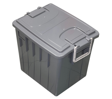 Cassa multiuso - con coperchio e manici - 38 x 28 x 30 cm - 20 lt - PP - grigio scuro-grigio chiaro - Mobilplastic - 143/20-GRI - 8004331143223 - DMwebShop