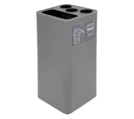 Contenitore per raccolta differenziata - con divisiorio bicchieri - 50 lt - grigio - Stilcasa - PU100F-BG-G - 8033630051854 - DMwebShop