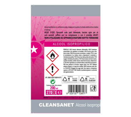 Alcool isopropilico Clean Sanet - 200 ml - Starline - A02187