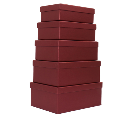 Set scatole regalo - dimensioni assortite - fantasia Burgundy - conf. 5 pezzi - No Brand - HK-42 - 8699071181194 - DMwebShop