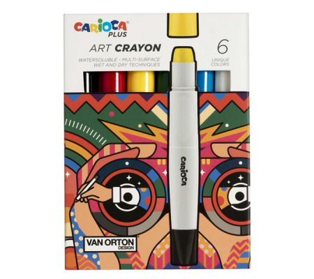 Pastello a cera Art Crayon - Ø 10 mm x 138 mm - colori assortiti - Plus - conf. 6 pezzi - Carioca - 45212 - 8003511452124 - DMwebShop