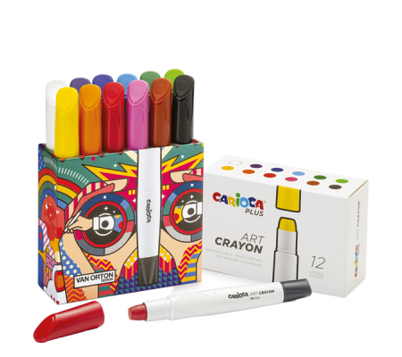 Pastello a cera Art Crayon - Ø 10 mm x 138 mm - colori assortiti - Plus - conf. 12 pezzi - Carioca - 45213