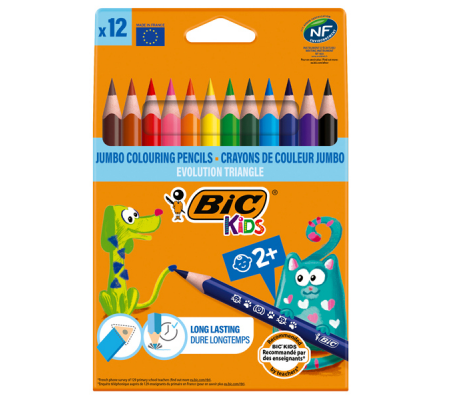 Matita colorata Evolution Triangle - colori assortiti - conf. 12 pezzi - Bic - 82973511 Bic Kids - 3086124001632 - DMwebShop