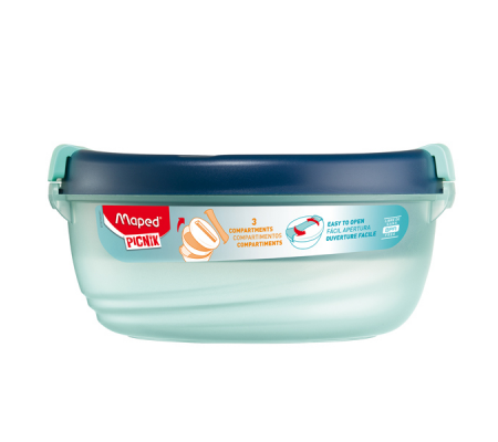 Lunch Bowl Origins - 3 scompartimenti - 19,5 x 18,5 x 9,2 cm - 1,4 lt - blu - Maped Picnik - 872604