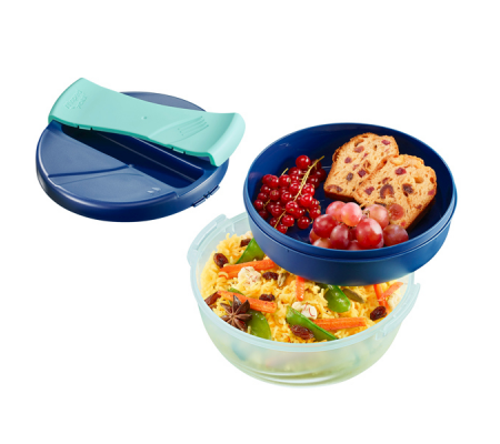 Lunch Bowl Origins - 3 scompartimenti - 19,5 x 18,5 x 9,2 cm - 1,4 lt - blu - Maped Picnik - 872604