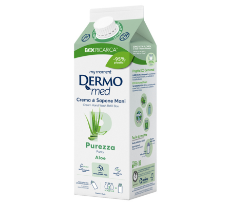 Ricarica crema di sapone mani - carton box - 900 ml - aloe - Dermomed - CSBOX2062 - 8050999570925 - DMwebShop