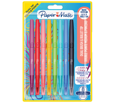 Astuccio 8 colori Flair Dual tip pennarello punta media-brush - Papermate - 2199386 - 3026981993862 - DMwebShop