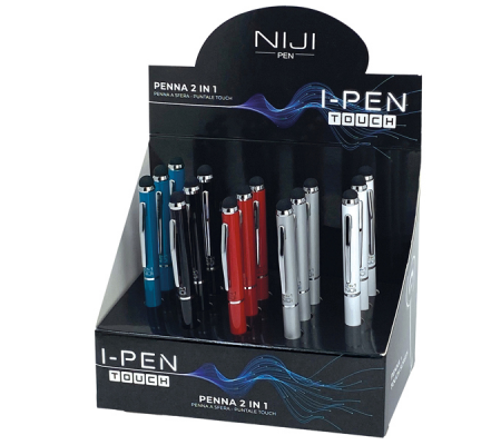 Penna a sfera mini I-PEN 2 in1 - puntale touch - colori assortiti - expo 15 pezzi - Lebez - 60083 - 8002787600833 - DMwebShop