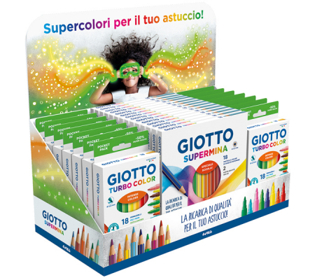 Espositore 15 astucci Supermina + 14 astucci Turbo Color - Giotto - 8000825013768 - DMwebShop
