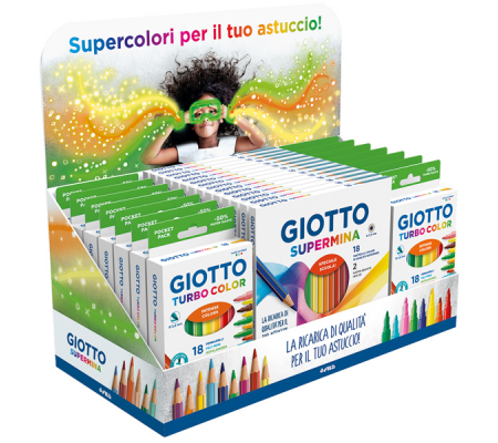 Espositore 15 astucci Supermina + 14 astucci Turbo Color - Giotto - F938300 - 8000825013768 - DMwebShop