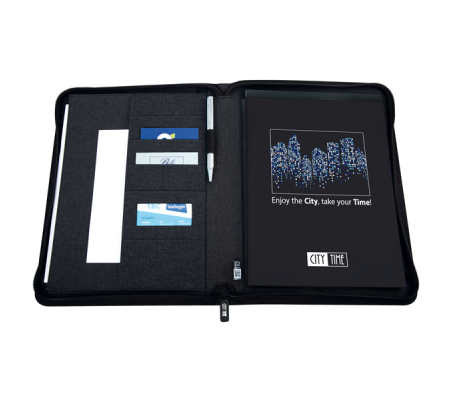 Portablocco Flap - tessuto - nero - A4 - City Time - 61917