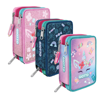 Astuccio 3 zip Candy collection - 19,5 x 7,5 x 12,9 cm - tessuto - fantasie assortite - Giotto - F954000 - 8000825057793 - DMwebShop