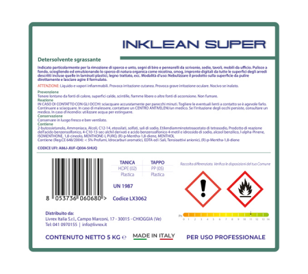 Detergente sgrassatore Inklean Super - menta - 5 kg - Livrex - LX3062