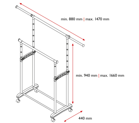 Appendiabiti su ruote Gastone - 2 barre - Perfetto - 0511A