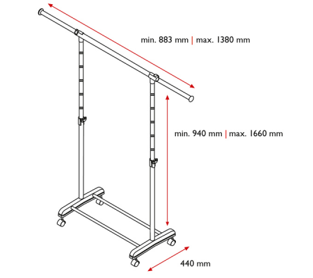 Appendiabiti su ruote Gastone - 1 barra - Perfetto - 0511