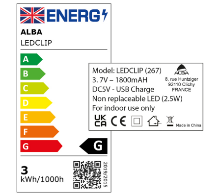 Lampada LEDCLIP - 2,8W - nero - Alba - LEDCLIP N