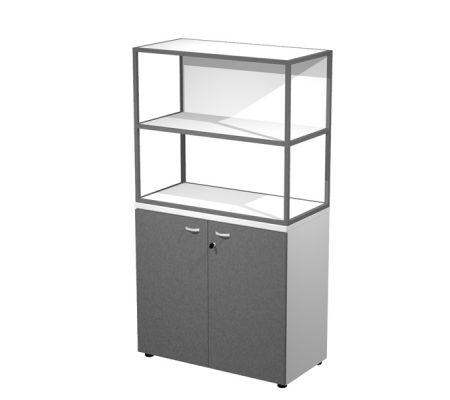 Libreria media metal + armadio basso Essence - 90 x 46 x 165 cm - Bianco-antracite-bianco-antracite - Artexport - MB3+ABT+27AF/3 - DMwebShop