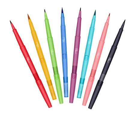 Astuccio 8 colori Flair Dual tip pennarello punta media-brush - Papermate - 2199386