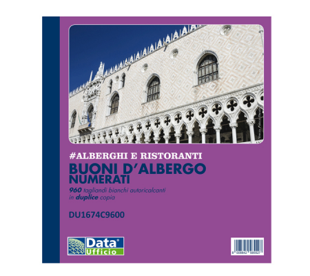 Blocco buoni d'albergo 960 tagliandi numerati - autoautoricalcanti - 21 x 19,5 cm - conf. 5 pezzi - Data Ufficio - DU1674C9600 - 8008842944454 - DMwebShop