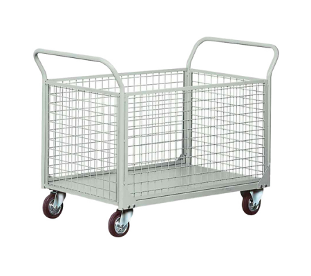 Carrello da lavoro - 4 sponde rete - laterali asportabili - 300 kg - grigio - Tecnotelai - C077G - DMwebShop