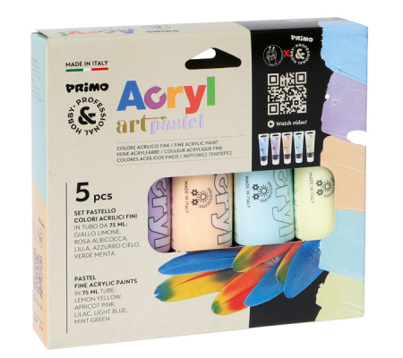 Colori Acryl - 75 ml - colori pastel assortiti - astuccio 5 colori - 8006919042126 - DMwebShop