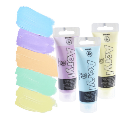 Colori Acryl - 75 ml - colori pastel assortiti - astuccio 5 colori - Primo-morocolor - 4212TATM5PAST