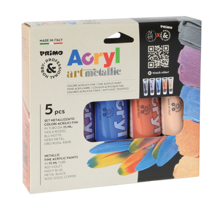 Colori Acryl - 75 ml - colori metal assortiti - astuccio 5 colori - 8006919042133 - DMwebShop