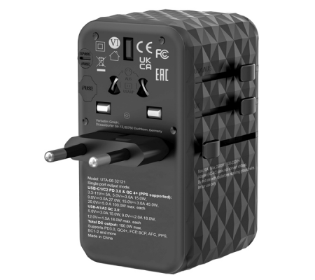 Adattatore da viaggio UTA-06 2x USB-C PD 100W & QC 4+-2x USB-A QC 3.0 - 023942321217 - DMwebShop - 1