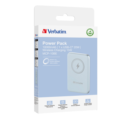 Power Bank Wireless Magnetico 10000 mAh - blu - Verbatim - 32247