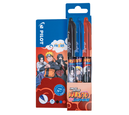 Set 3 pezzi Frixion Ball e Clicker Naruto - colori assortiti - 8014233009718 - DMwebShop - 2