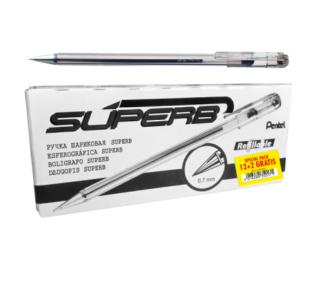 Penna a sfera Super B - punta 0,7 mm - nero - promo pack 12+2 pezzi - 4016284350171 - DMwebShop
