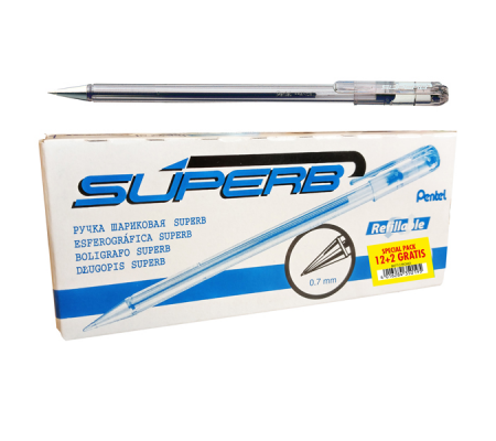 Penna a sfera Super B - punta 0,7 mm - blu - promo pack 12+2 pezzi - 4016284350195 - DMwebShop