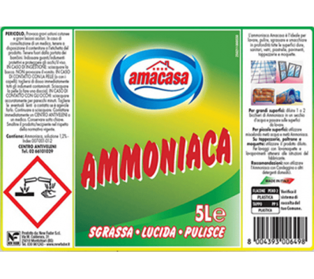 Ammoniaca amacasa - Ammoniaca per pulire - Ammoniaca classica - 5 lt - Amacasa