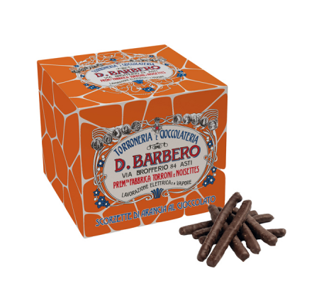 Scorzette di - ricoperte di cioccolato fondente - 150 gr - ARANCIA - D. Barbero - 8000813013688 - DMwebShop