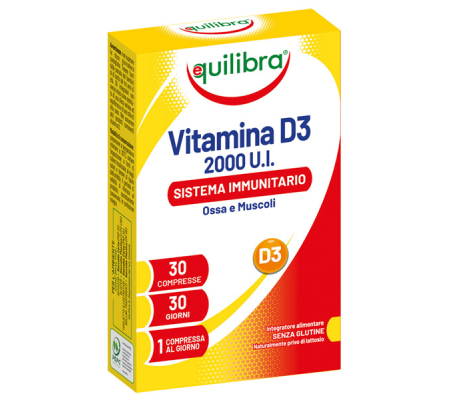 Integratore Vitamina D3 - 2000 UI - sistema immunitario, ossa & muscoli - 30 compresse (2,43 gr cad.) - Equilibra - VID3 - 8000137004621 - DMwebShop