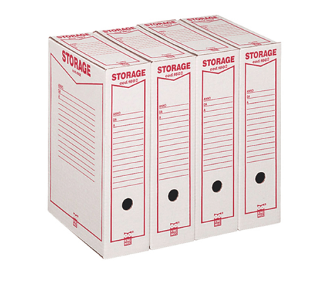 Scatola archivio Storage - formato legale - 85 x 253 x 355 mm - bianco e rosso - 1602 Esselte Dox - conf. 32 pezzi - King Mec - 00160200 - 8004389022952 - DMwebShop - 1